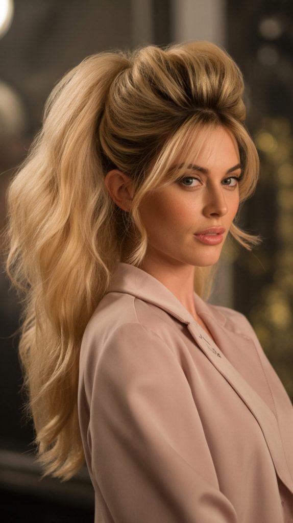 6. Voluminous High Ponytail with Teased Crown