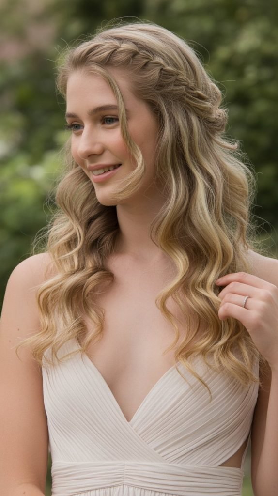 24. Twisted Crown with Cascading Curls