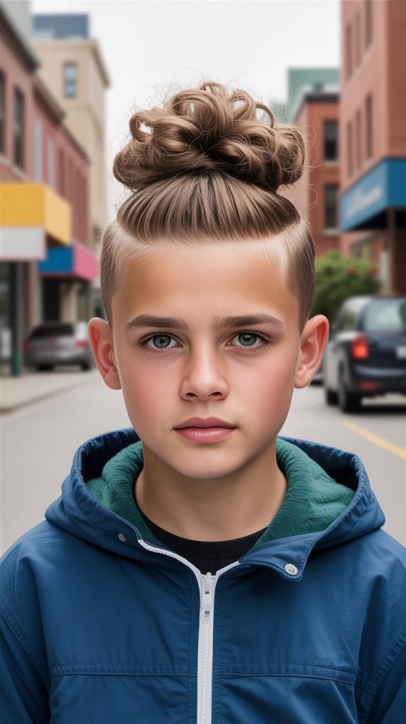 Curly Undercut with Top Knot