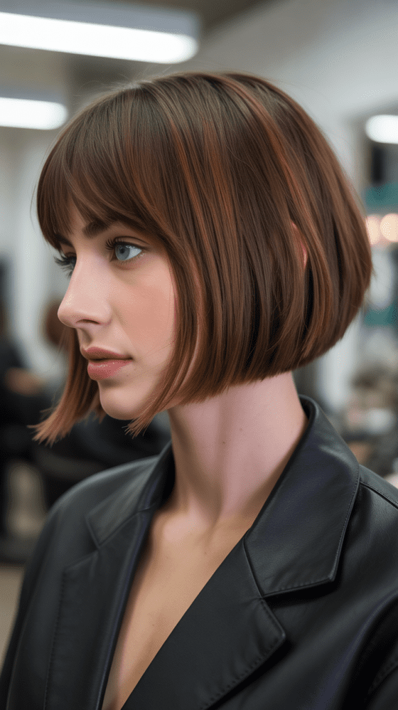 Inverted French Bob With Soft Curtain Bangs