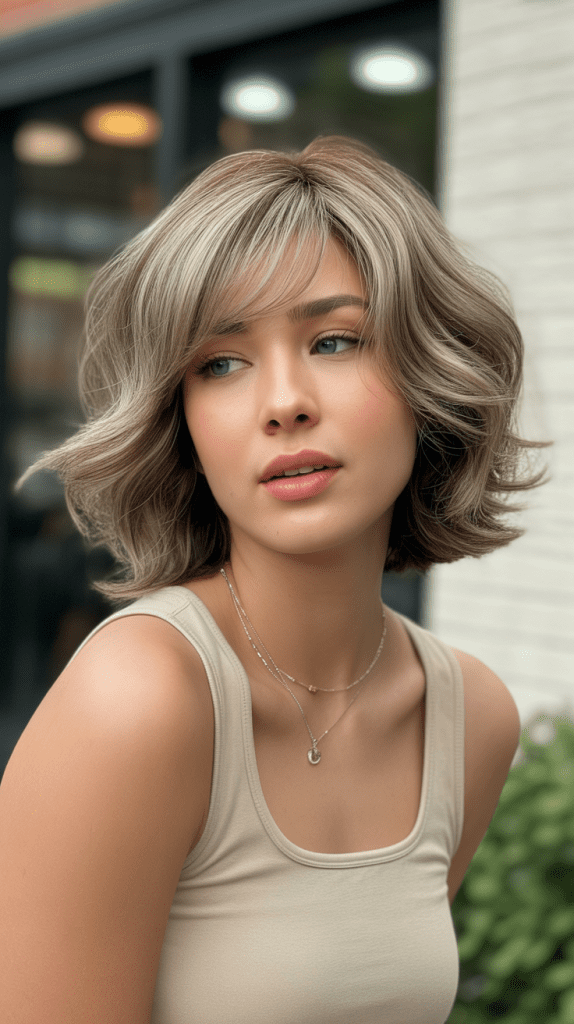 Wavy Bob with Layered Fringe