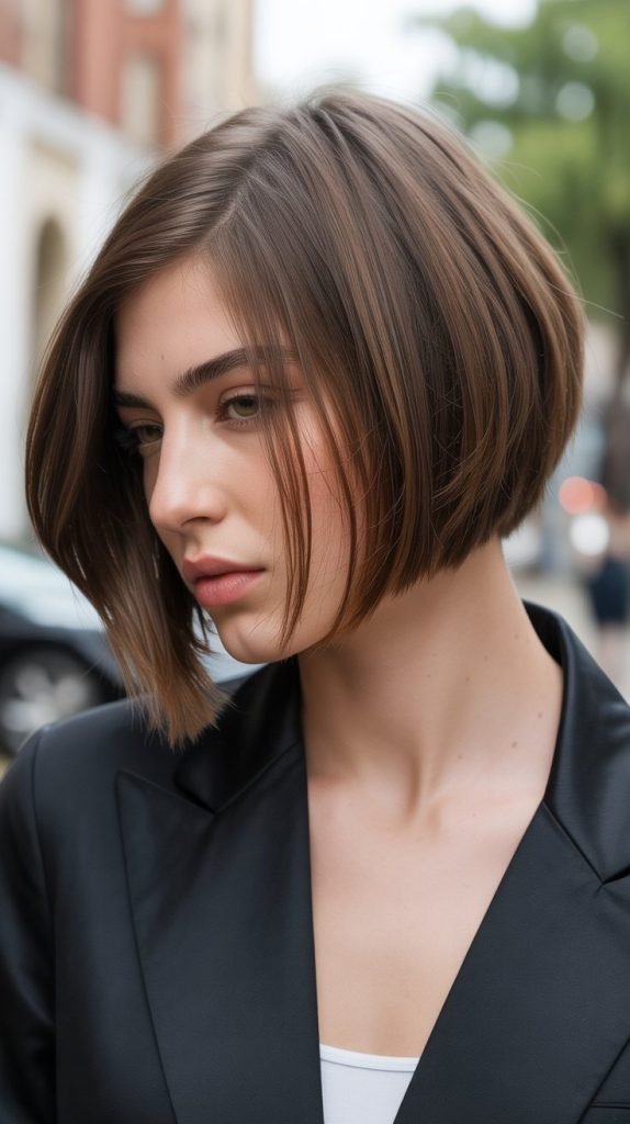 Layered Blunt Bob with Side Part