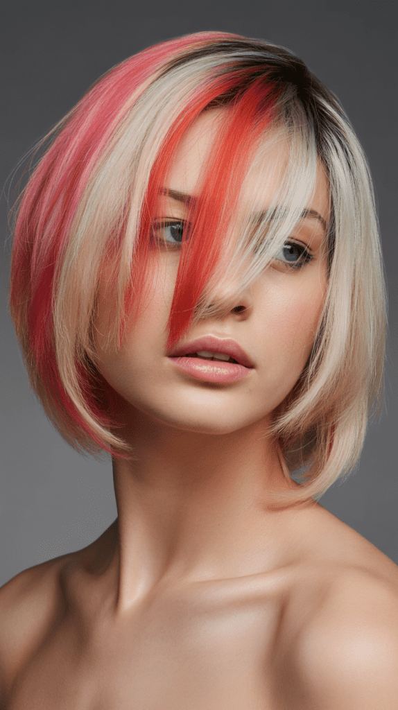 Layered Bob with Color-Blocked Sections