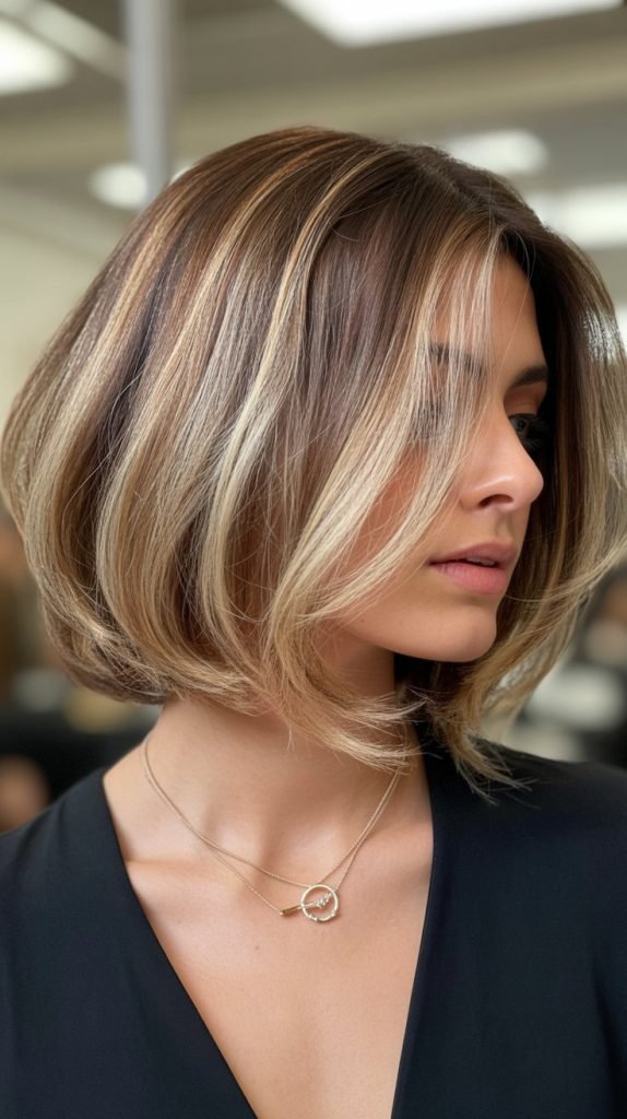  Layered Bob with Balayage Highlights