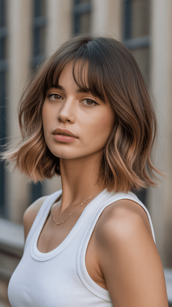  Bob Lob With Curtain Bangs