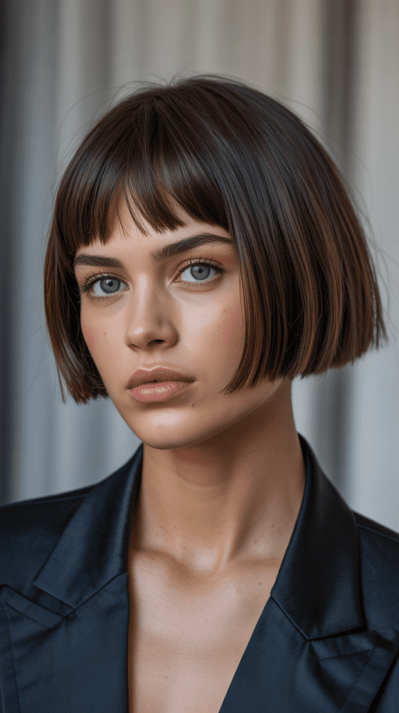 Micro French Bob With Baby Curtain Bangs