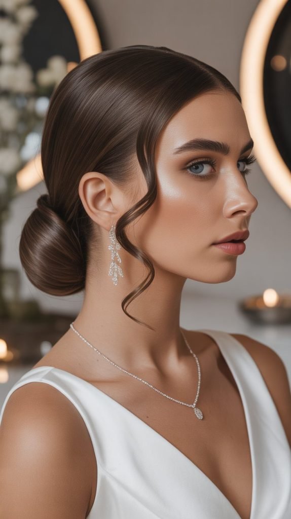 Sleek Low Bun with Side Part