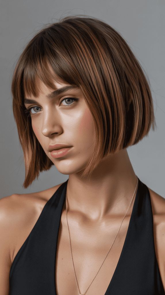 Modern French Bob With Contemporary Curtain Bangs