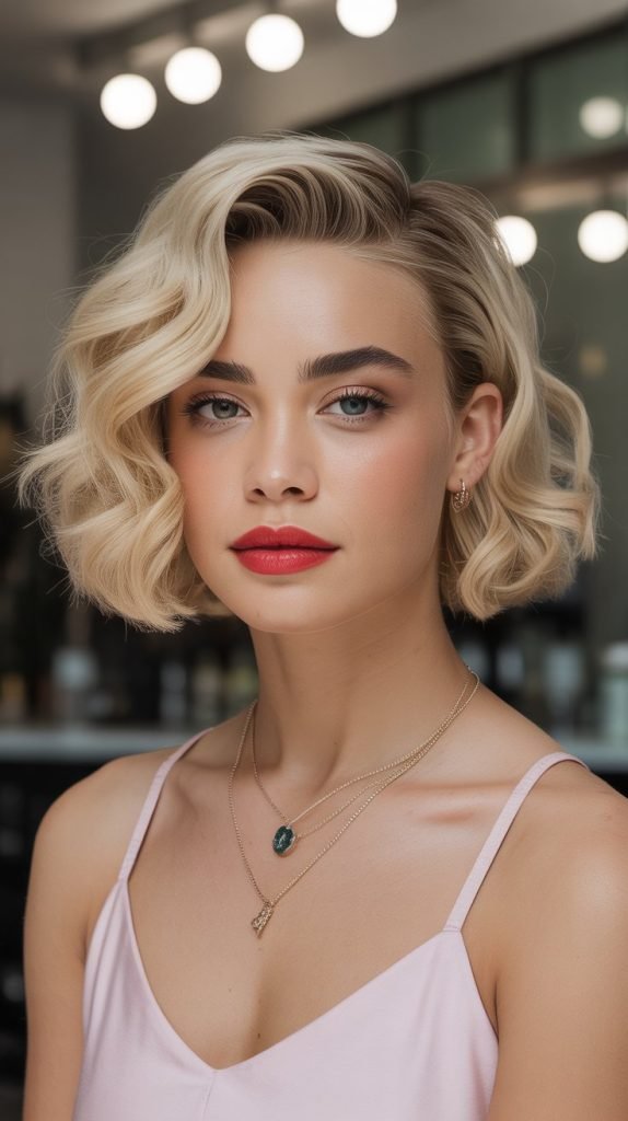  Contemporary Blonde Bob with '90s Curl Inspiration