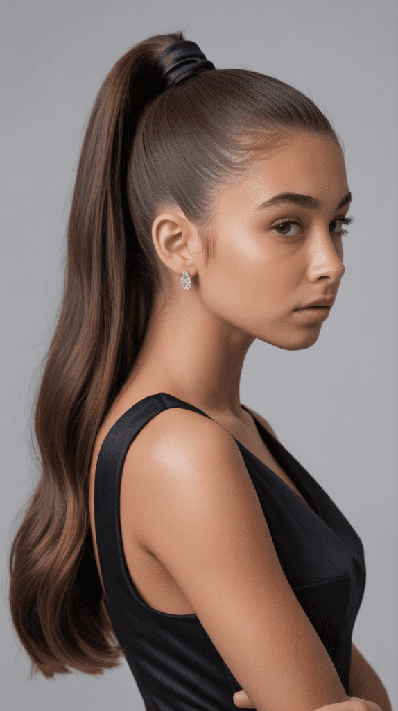  Sleek High Ponytail with Wrap