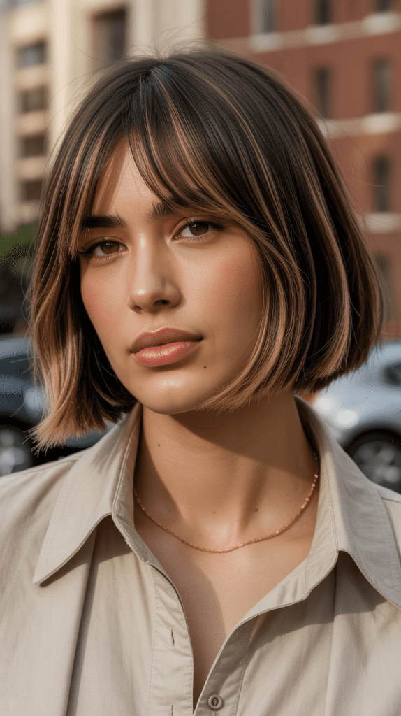 Blunt Bob with Textured Curtain Bangs