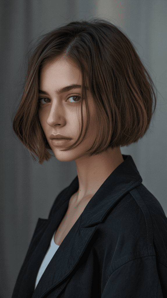Smoky Brown Blunt Bob