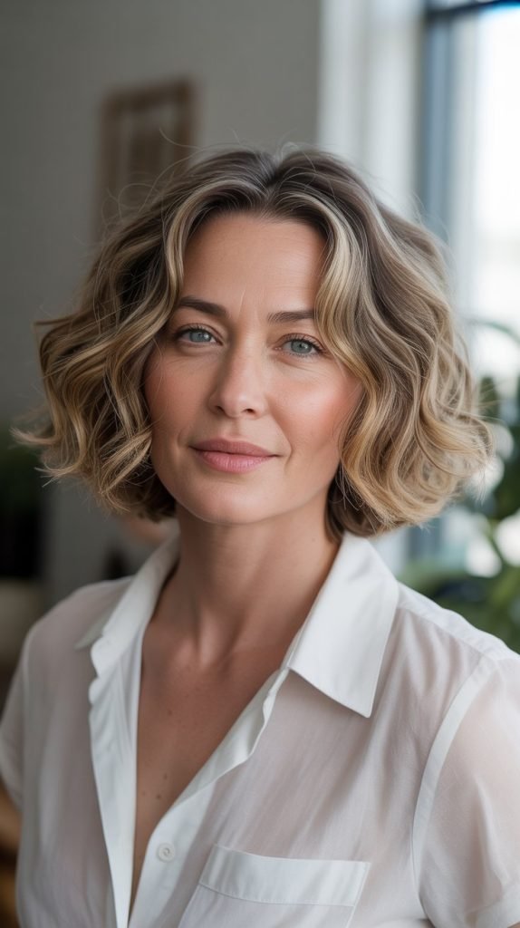 7. Wavy Chin-Length Bob with Texture