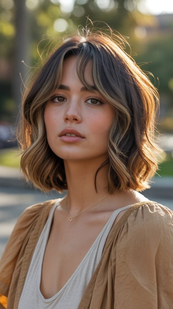 Layered Bob with Curtain Bangs