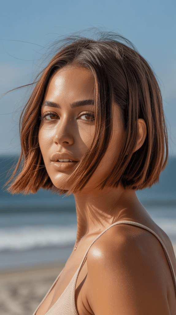 Caramel Brown Blunt Bob