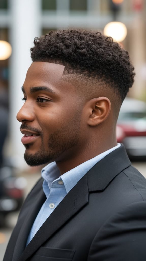  Low Fade with Curly Top