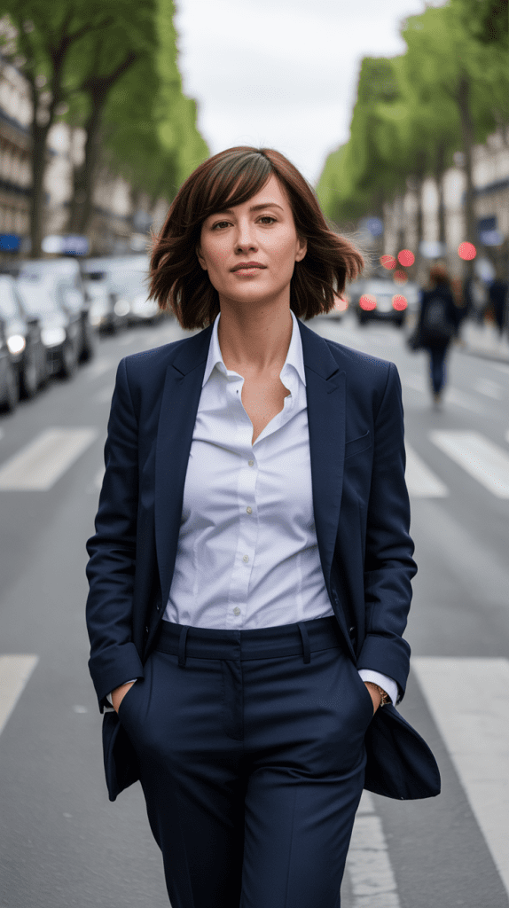 Layered French Bob with Side-Swept Short Bangs