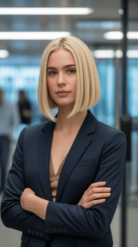 Sleek Blonde French Bob