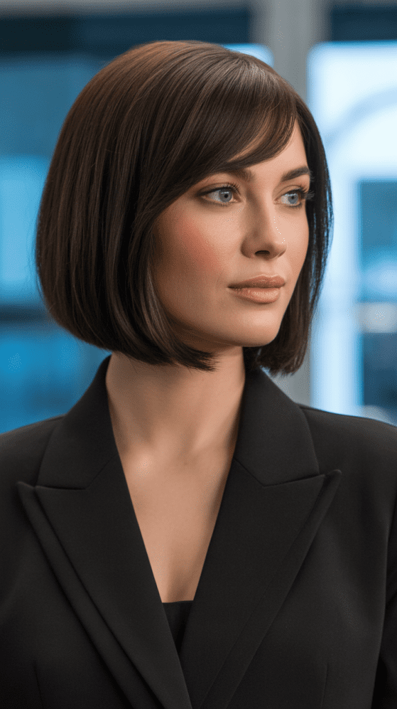 Sleek Jaw-Length Bob with Side-Parted Bangs