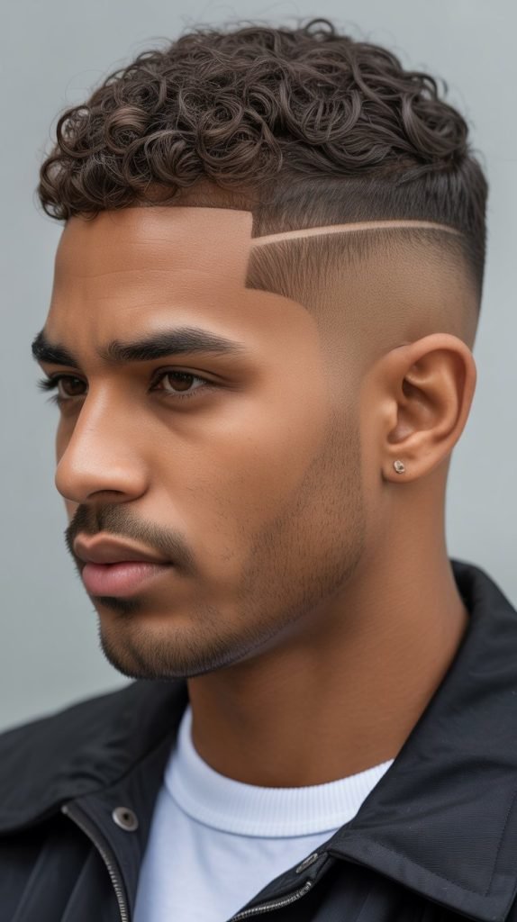 7. Drop Fade with Curly Caesar