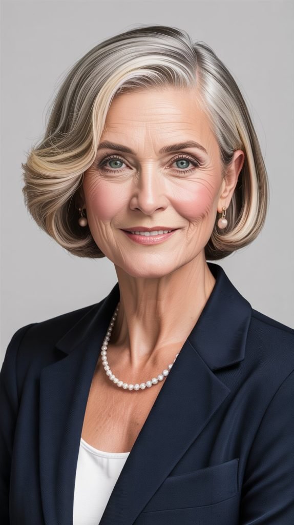 6. Side-Parted Bob with Subtle Highlights