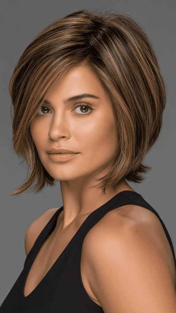Layered Jaw-Length Bob with Long Side Bangs