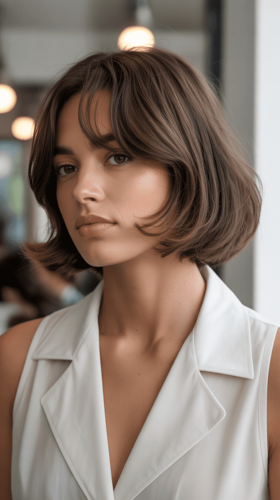  Classic Layered French Bob with Soft Curtain Bangs