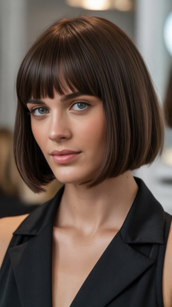  Classic Chin-Length French Bob with Straight Fringe