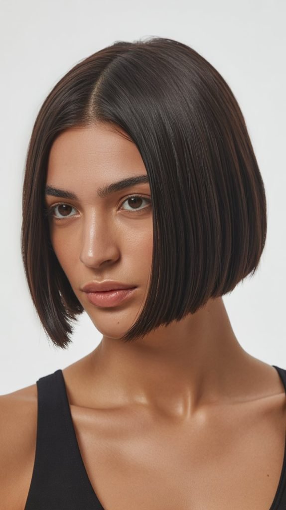  Classic Blunt Bob with Middle Part