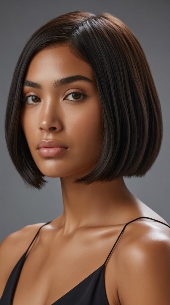 Classic Chin-Length Black Blunt Bob