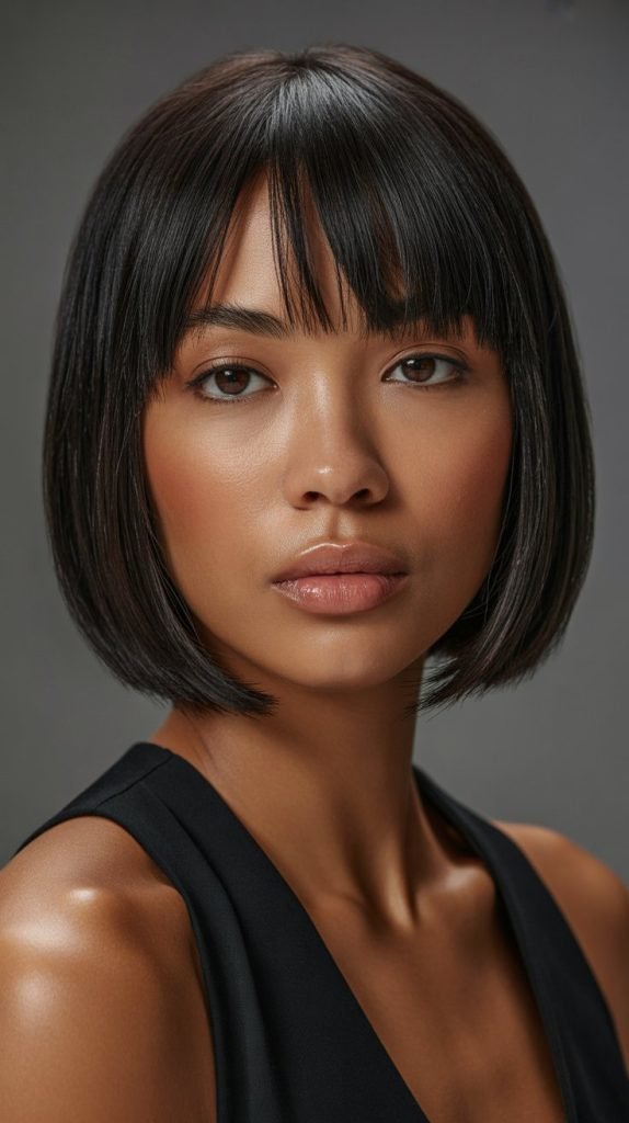. Classic Blunt Bob with Straight Bangs