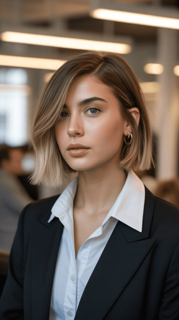 Blunt Bob with Wispy Side-Swept Bangs
