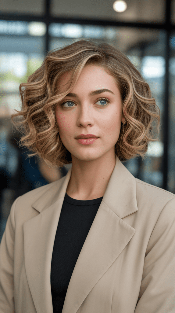 Graduated Angled Bob with Loose Curls