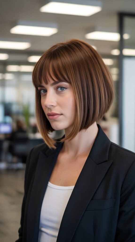 6. Inverted Chin Bob with Graduated Bangs