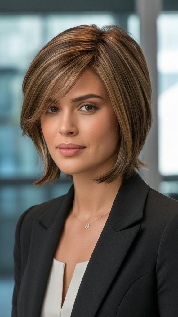 Layered Bob with Side-Swept Bangs