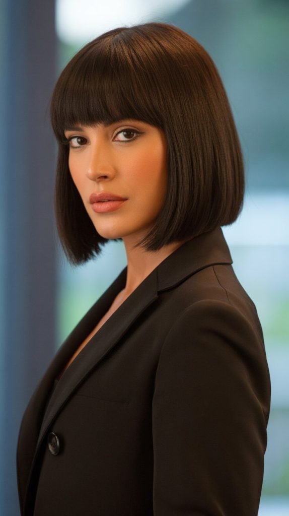 Sleek Bob with Blunt Bangs