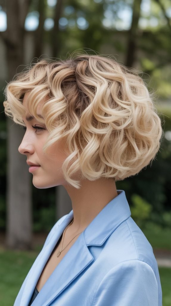  Graduated Blonde Bob for Thick Curly Hair