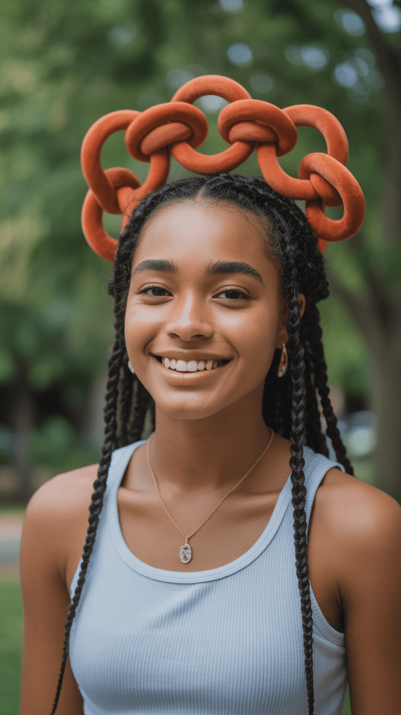 Half-Up Bantu Knot Crown