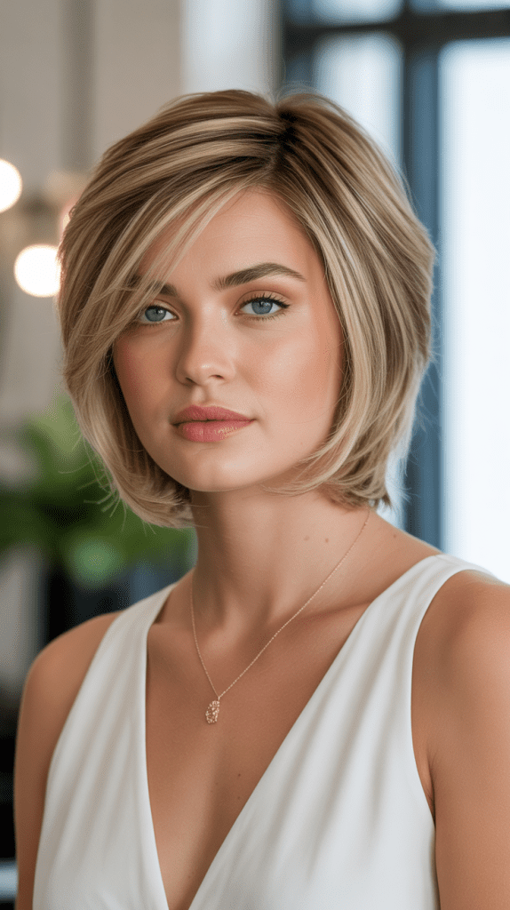 Layered Blonde Bob with Face-Framing Highlights