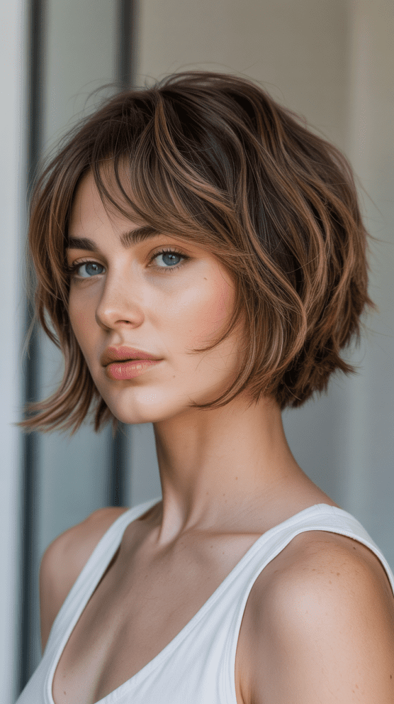 Razor-Cut French Bob With Curtain Bangs
