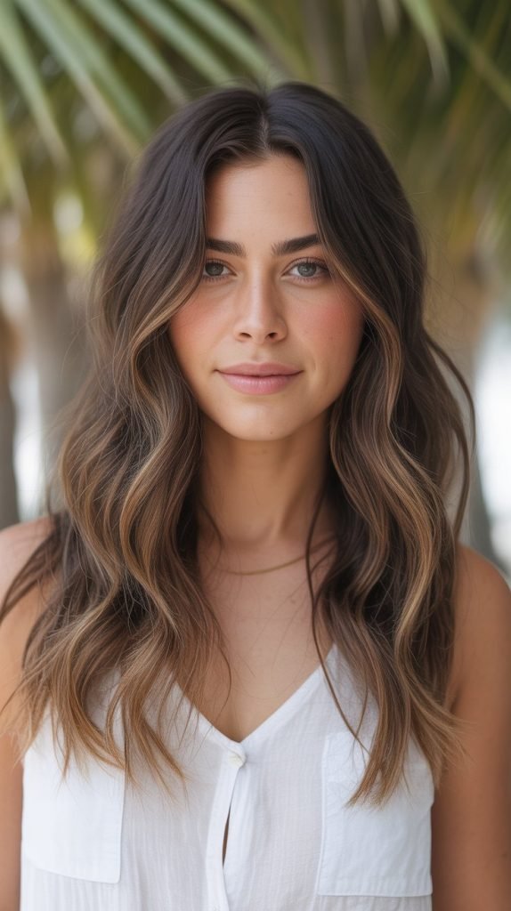 Brunette Balayage Beach Waves