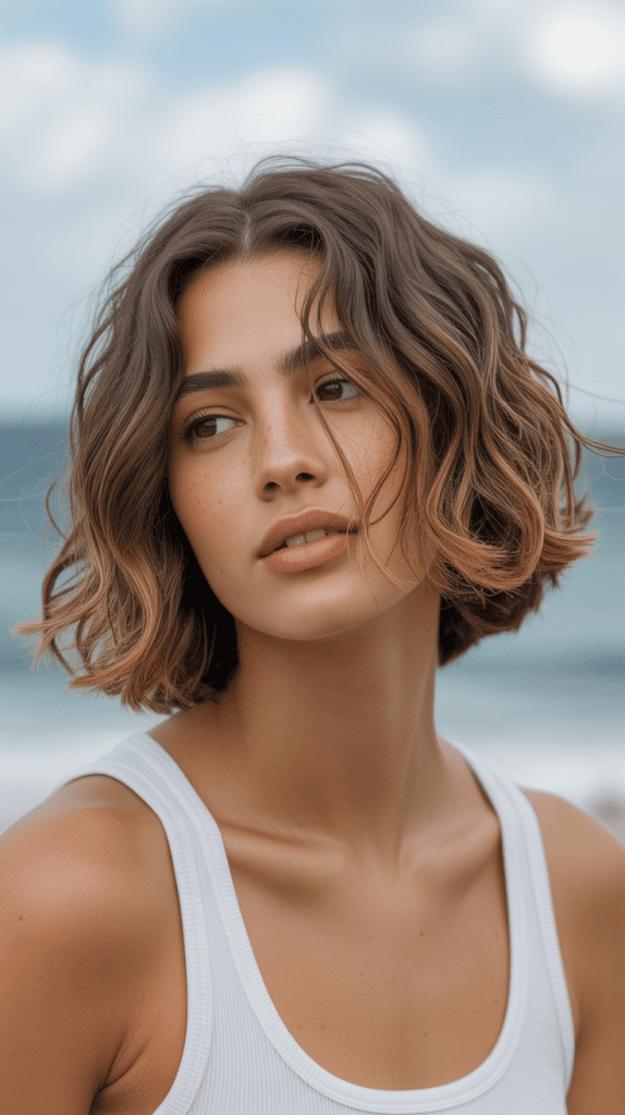 Beachy Wave Jawline Bob