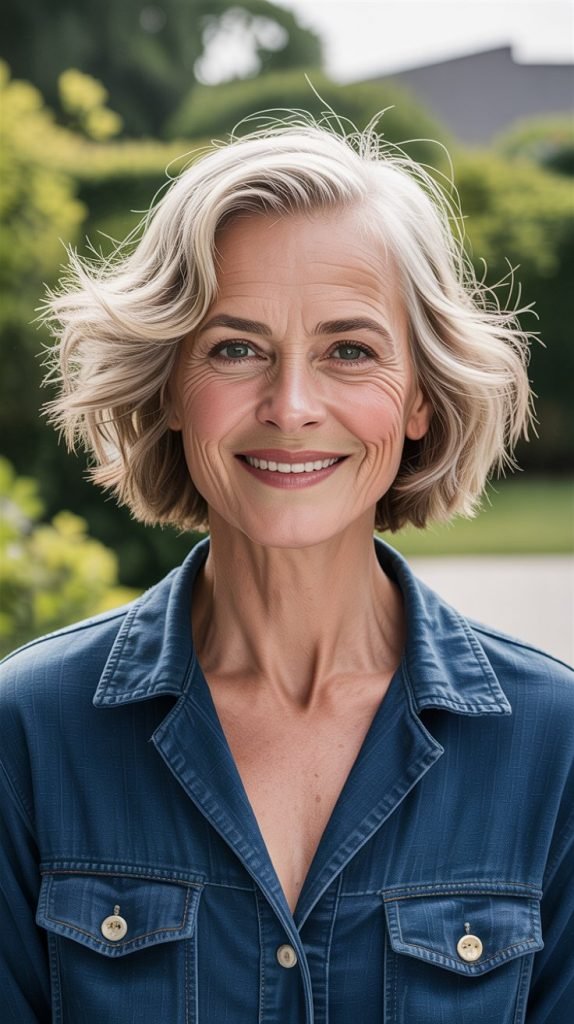 32. Tousled Lob with Natural Texture