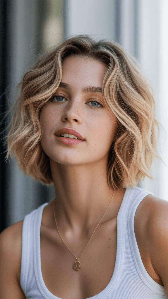 Tousled Blonde Bob with Effortless Texture
