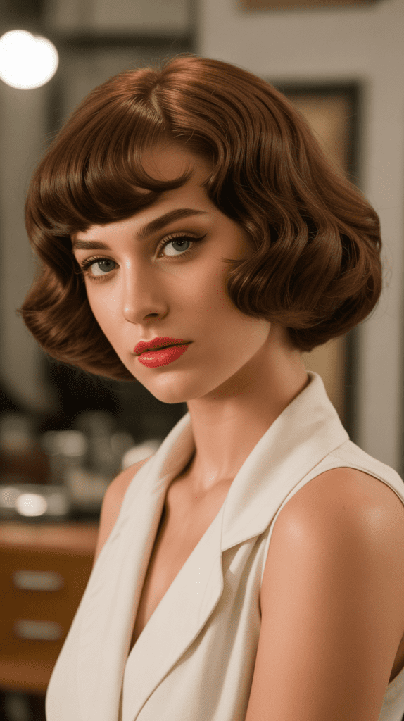 Retro-Inspired French Bob With Vintage Curtain Bangs