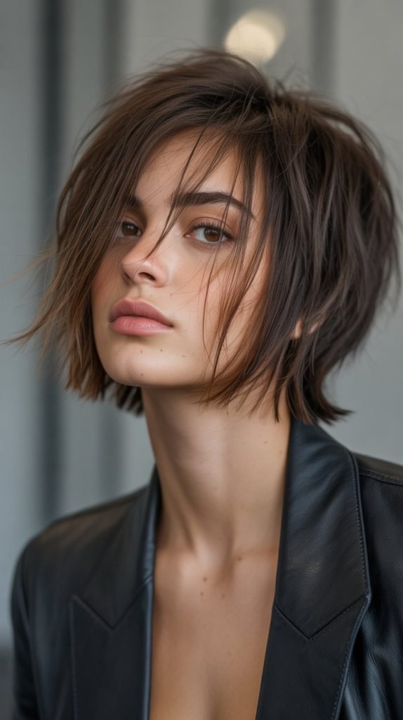 . Razor-Cut Shag Bob with Feathered Fringe