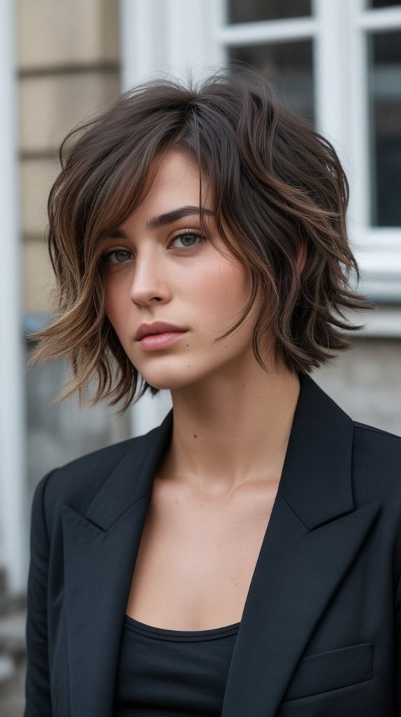 Shaggy Bob with Long Side Bangs