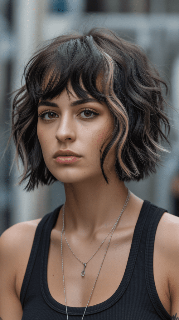 Edgy Jaw-Length Bob with Razor-Cut Bangs