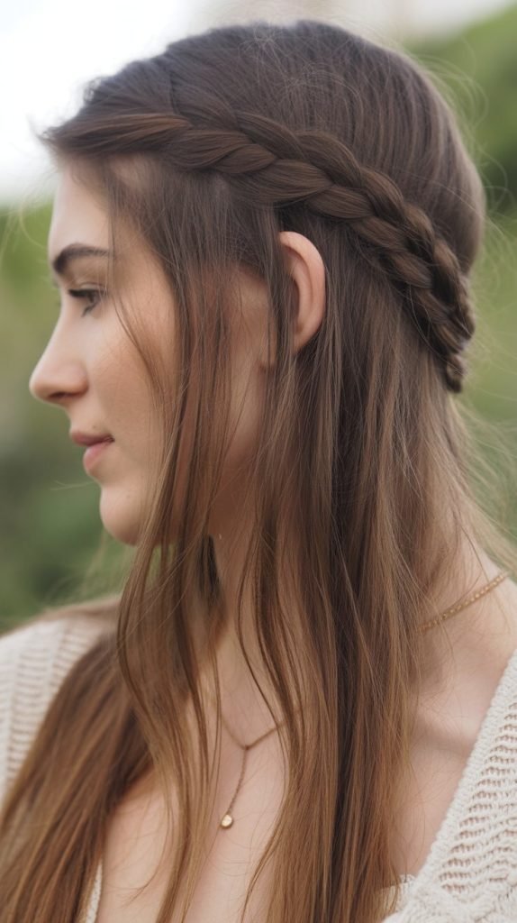 Straight Hair with Side Braid Detail