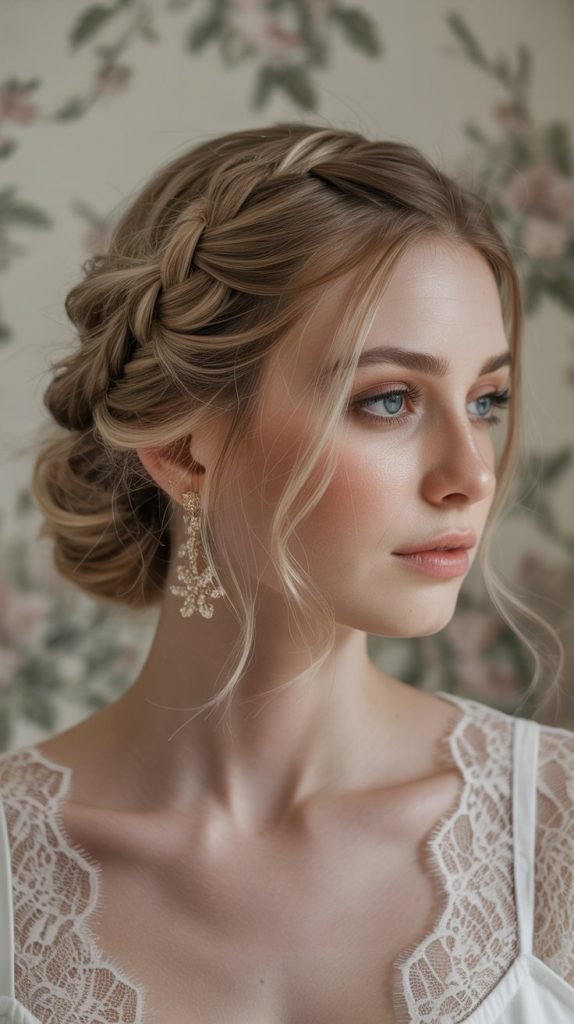  Lace Braid Low Side Bun